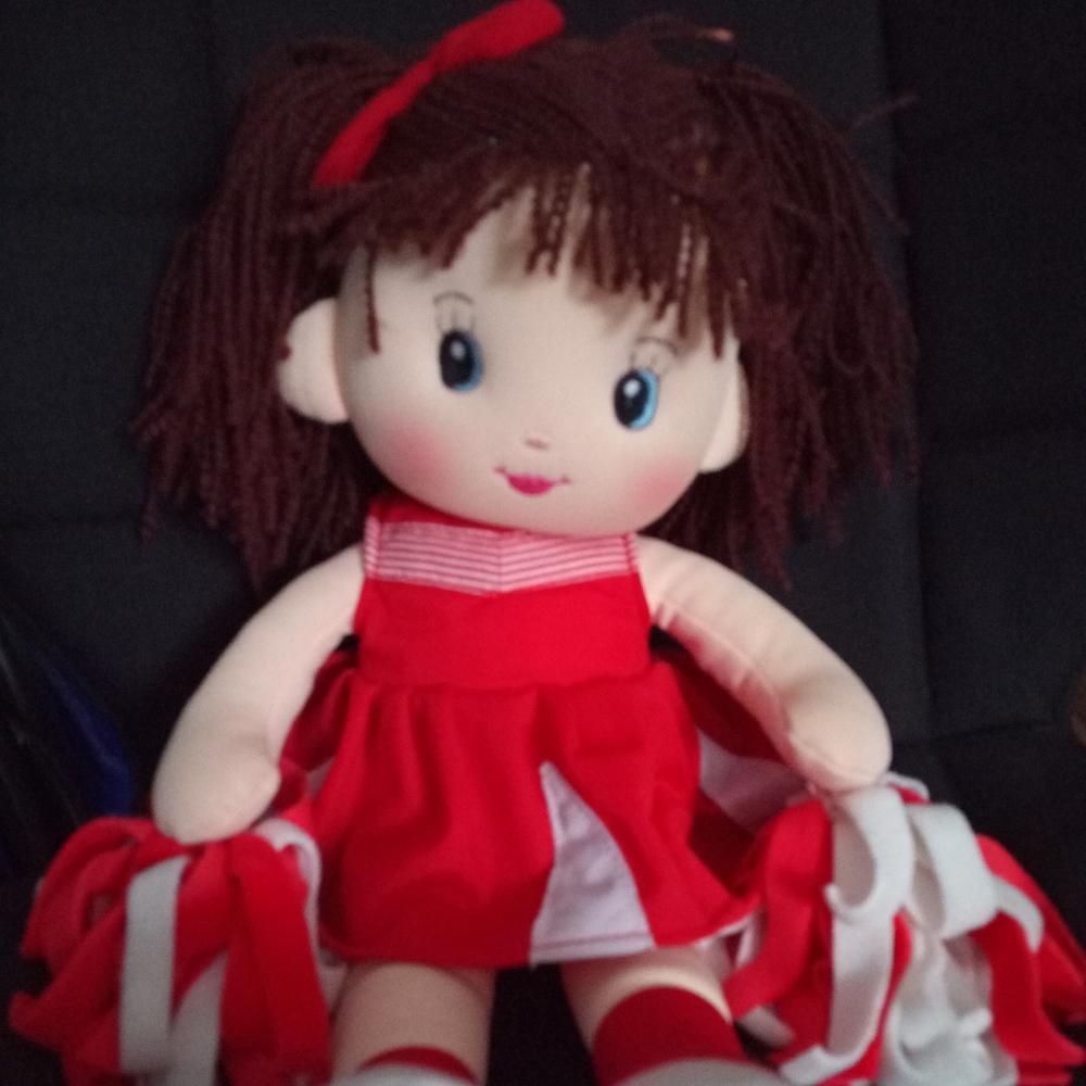 Charming Red Cheer Doll with Pom-Poms